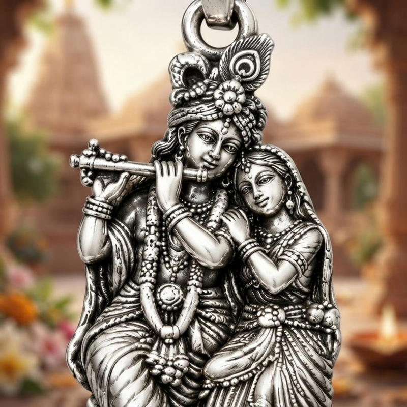 Pure Silver 925 Bal Krishna Antique Pendant