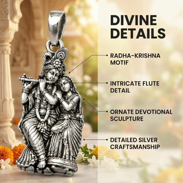 Pure Silver 925 Bal Krishna Antique Pendant