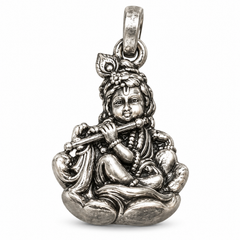 Pure Silver 925 Bal Krishna Antique Pendant