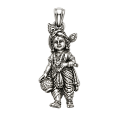 Pure Silver 925 Bal Krishna Antique Pendant