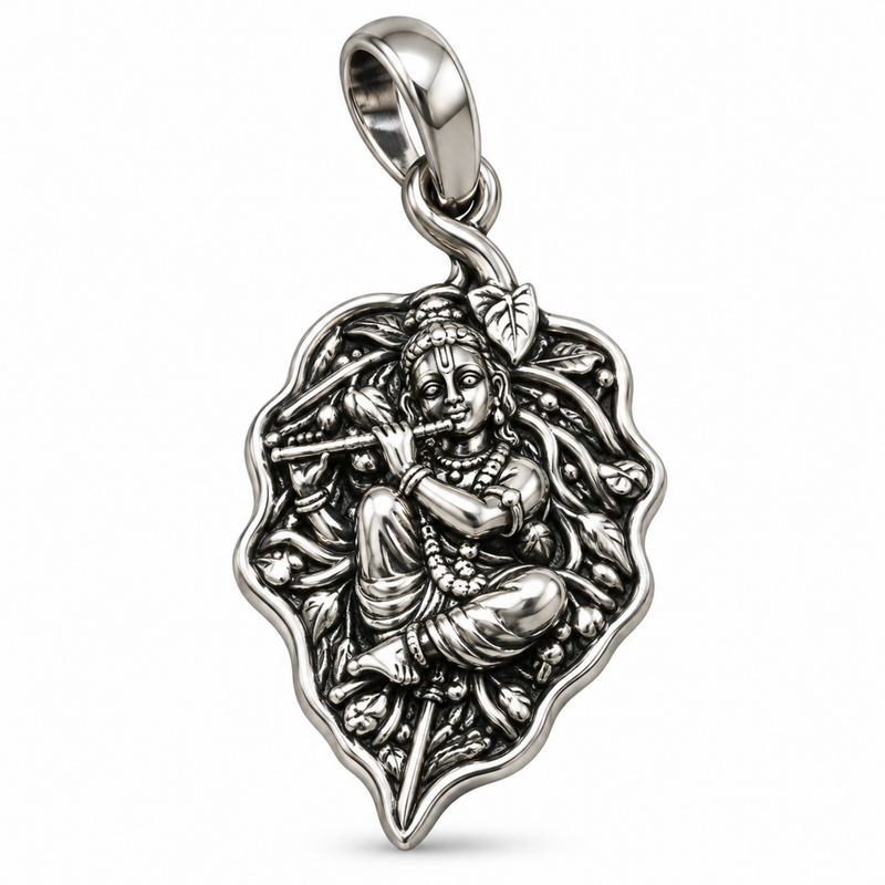 Pure Silver 925 Bal Krishna Antique Pendant