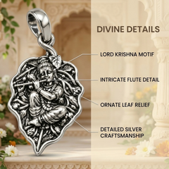 Pure Silver 925 Bal Krishna Antique Pendant