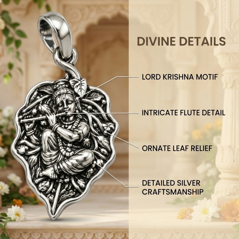 Pure Silver 925 Bal Krishna Antique Pendant
