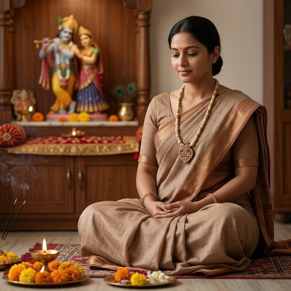 Mridanga and Gol Mixed with Radha Locket Kanthi Mala (1R)