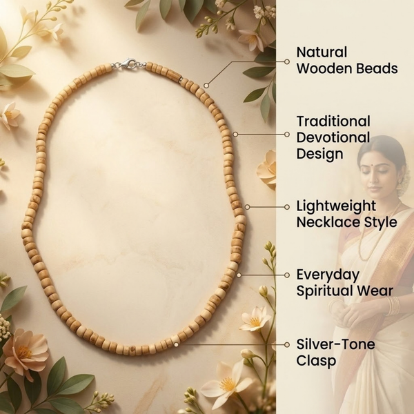 100% Pure Vrindavan Certified Tulsi Small Gol Kanthi Mala (1 Round)
