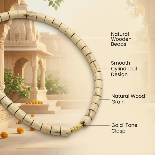 100% Pure Vrindavan Certified Tulsi Chada Cylindrical Kanthi Mala (1 Round)