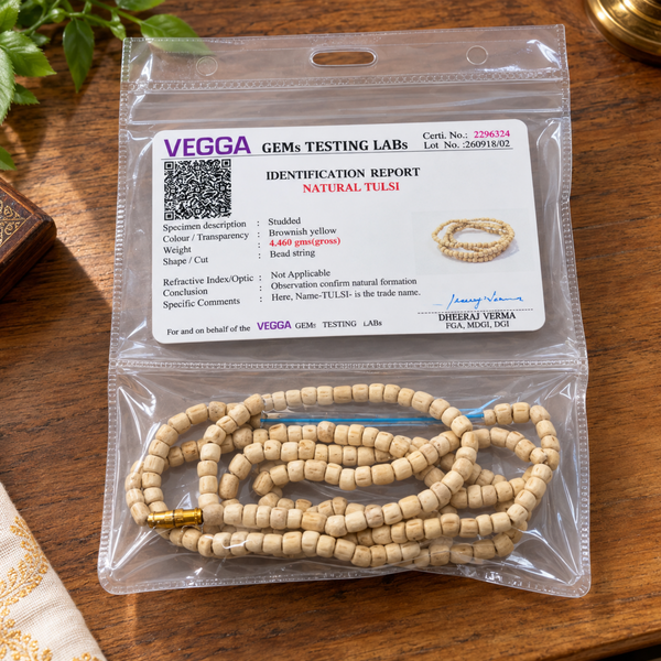 100% Pure Vrindavan Certified Tuls Gol Kanthi Mala Fine (2 Round)