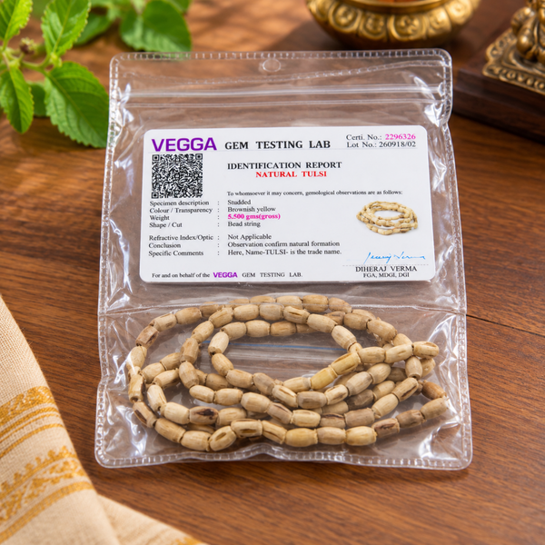 100% Pure Vrindavan Certified Tulsi Mridanga Kanthi Mala (2 Round)