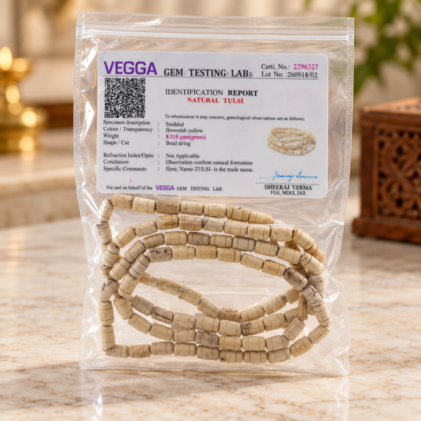 100% Pure Vrindavan Certified Tulsi Kharad Kanthi Mala (2 Round)
