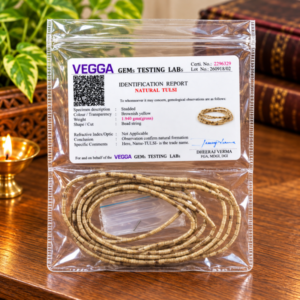 100% Pure Vrindavan Certified Tulsi Small Gol Tulsi Kanthi Mala (3 Round)