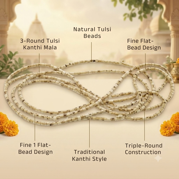 100% Pure Vrindavan Certified Tulsi Chada Kanthi Mala (3 Round)