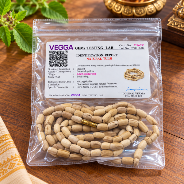 100% Pure Vrindavan Certified Tulsi Chada Gol Kanthi Mala (3 Round)