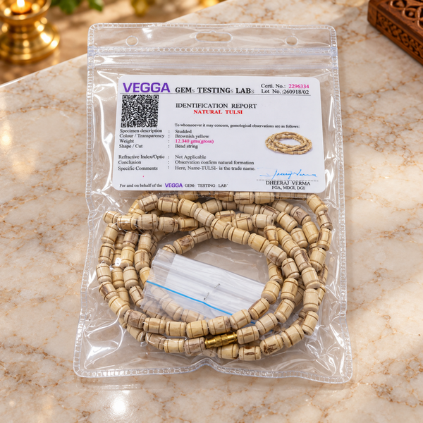 100% Pure Vrindavan Certified Tulsi Chada Big Kanthi Mala (3 Round)