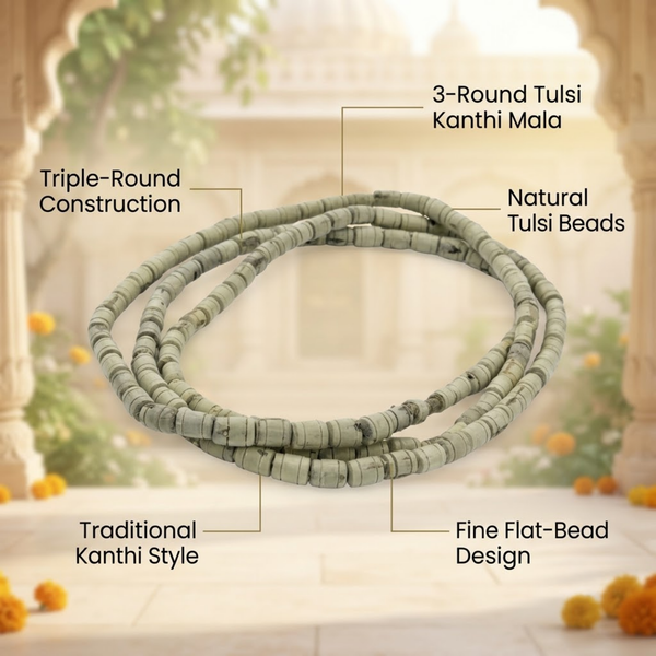 100% Pure Vrindavan Certified Tulsi Chada Big Kanthi Mala (3 Round)