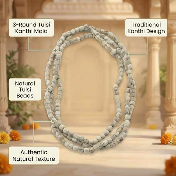 100% Pure Vrindavan Certified Tulsi Gol Big Dana Kanthi Mala (3 Round)