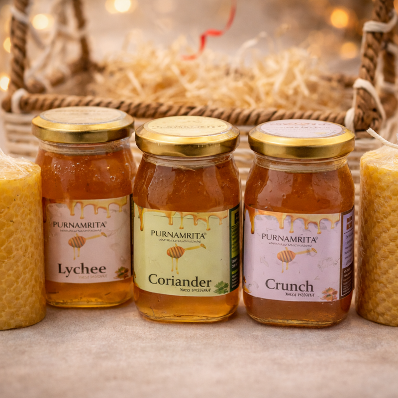 Honey & Candle Basket Gift Pack