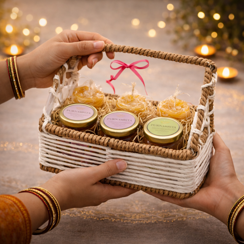 Honey & Candle Basket Gift Pack