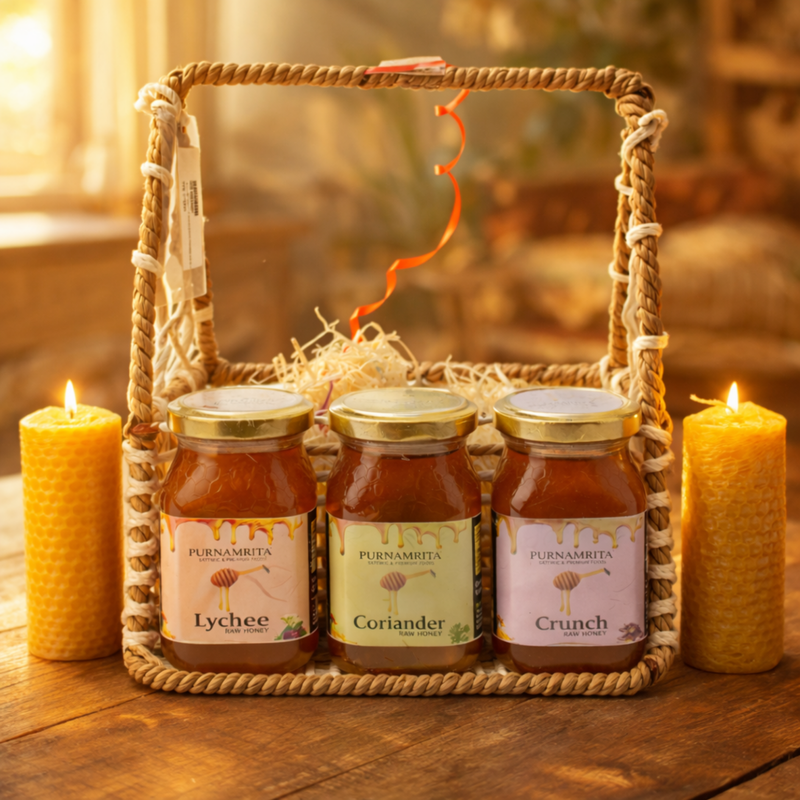 Honey & Candle Basket Gift Pack