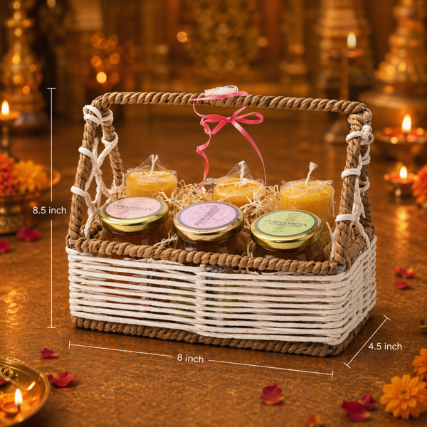 Honey & Candle Basket Gift Pack