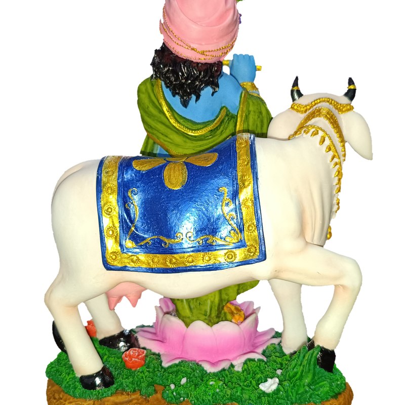 Standing Krishna with Cow Polyresin Idol (Large)