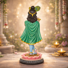 Standing Lotus Krishna Colourful Polyresin Idol (Large)