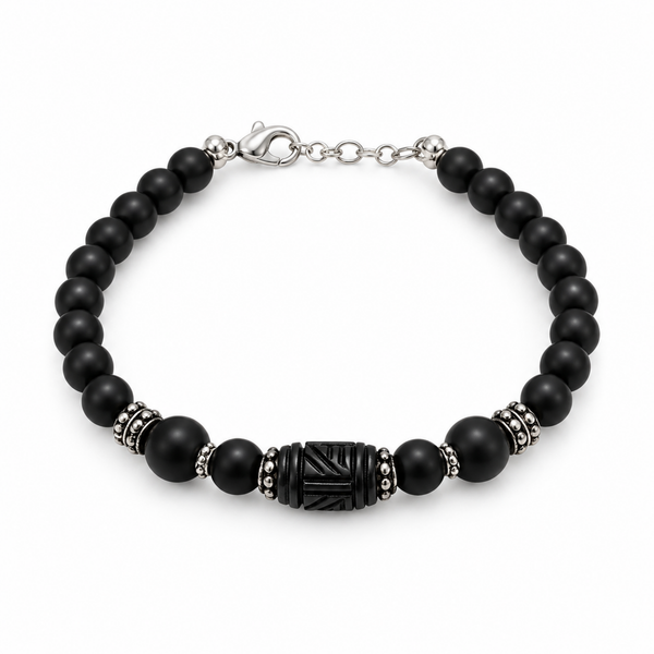 Silver 925 Designer Black Tulsi Bead Bracelet