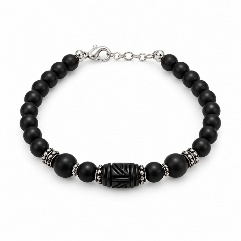 Silver 925 Designer Black Tulsi Bead Bracelet