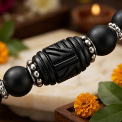 Silver 925 Designer Black Tulsi Bead Bracelet