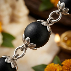 Silver 925 Capped Shyam Tulsi Bead Bracelet