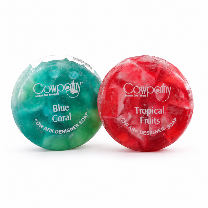 Cowpathy Cow Ark Designer Soap Blue Coral + Tropical Fruits