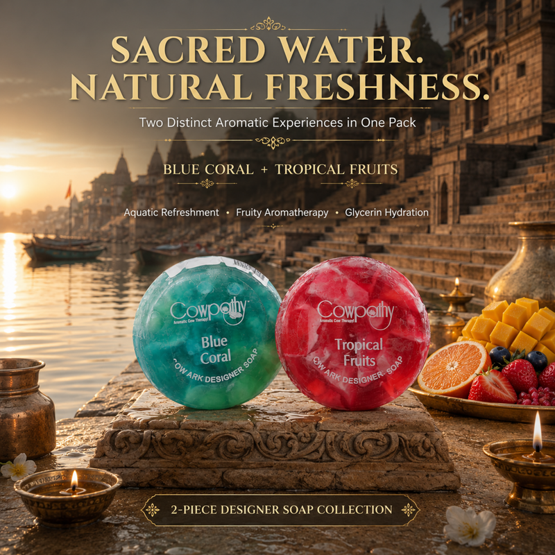 Cowpathy Cow Ark Designer Soap Blue Coral + Tropical Fruits
