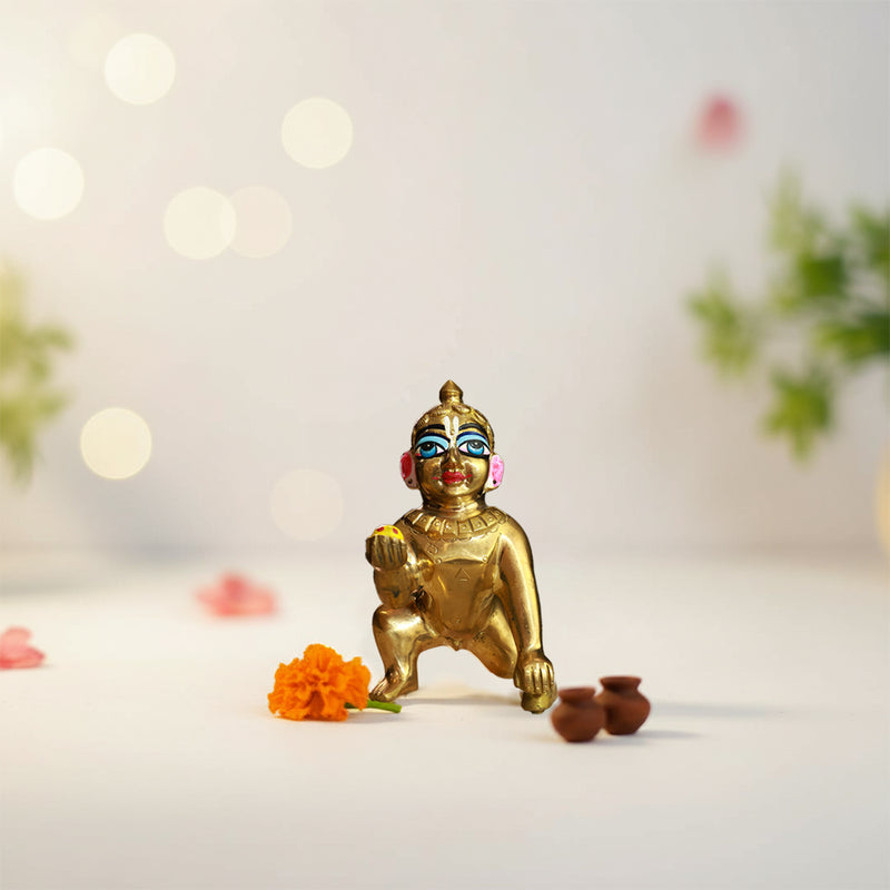 Hollow Brass Laddu Gopal Half Colour Fine Finish No. (0-5)