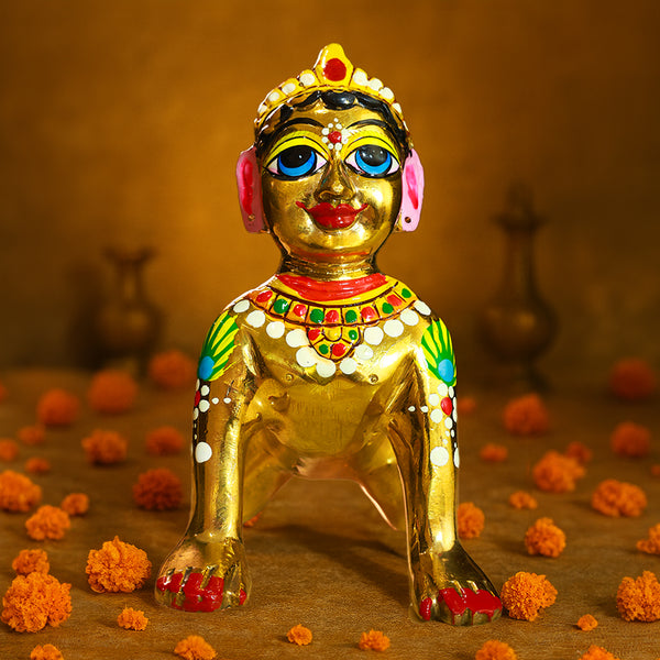 Soild Brass Shri Radha Rani Deity Full Color Hand Painted Size No (3-5)