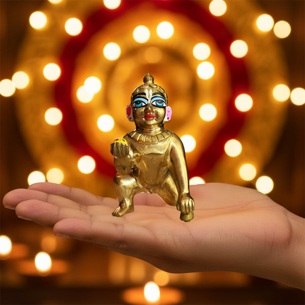Hollow Brass Laddu Gopal Half Colour Fine Finish No. (0-5)