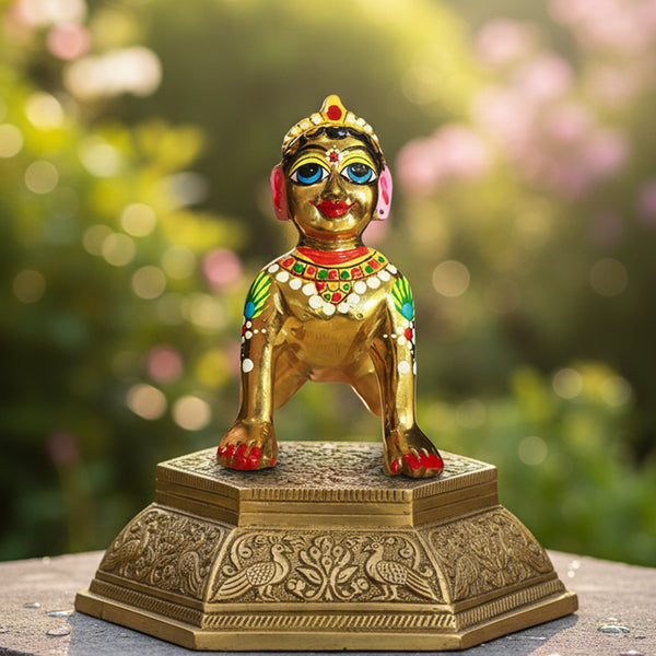 Soild Brass Shri Radha Rani Deity Full Color Hand Painted Size No (3-5)