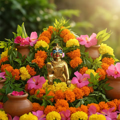 Hollow Brass Laddu Gopal Half Colour Fine Finish No. (0-5)