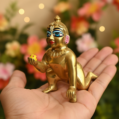 Hollow Brass Laddu Gopal Half Colour Fine Finish No. (0-5)