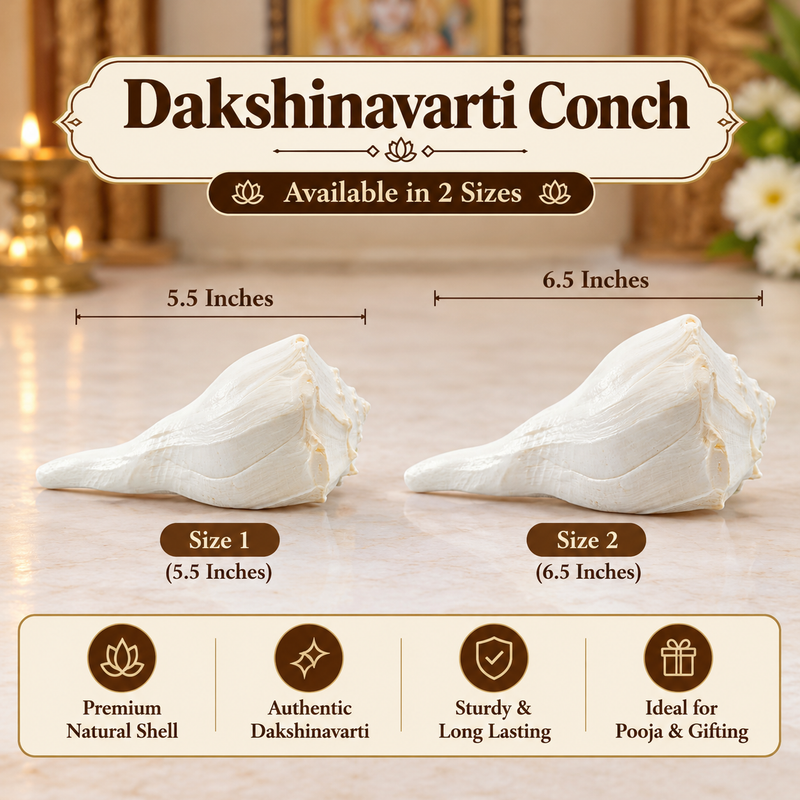 Dakshinavarti Shankh Right-Hand Conch For Watering