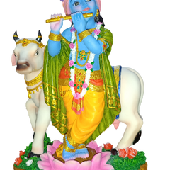Standing Krishna with Cow Polyresin Idol (Large)