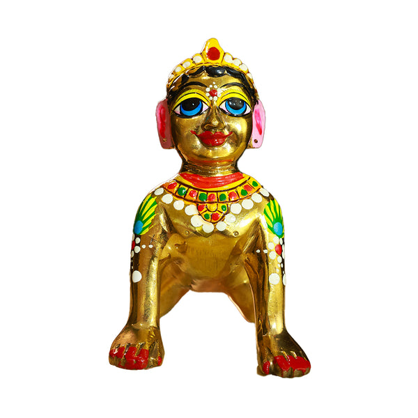 Soild Brass Shri Radha Rani Deity Full Color Hand Painted Size No (3-5)