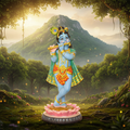 Standing Lotus Krishna Colourful Polyresin Idol (Large)