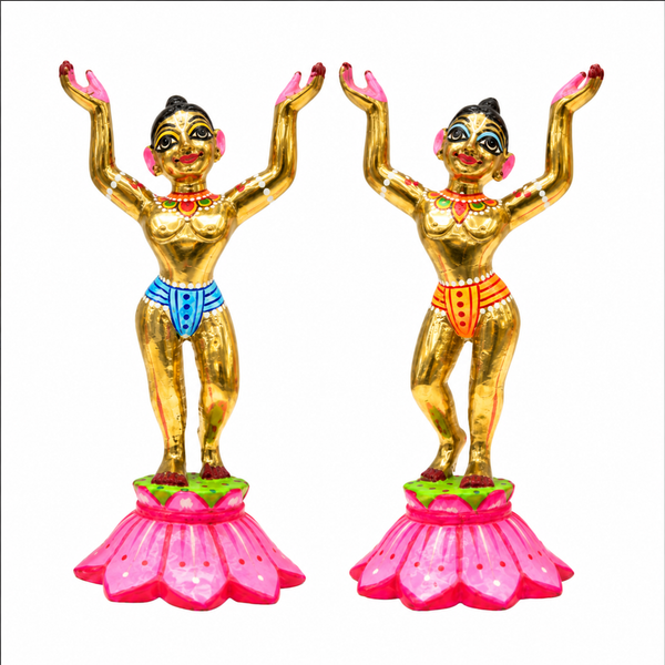 Solid Brass Gaur Nitai Deity Pair – Fully Hand-Painted, 6–12 Inch