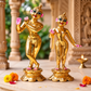 Brass Golden Radha Krishna Deity – Hollow, Semi-Coloured, Fine Finish, 6–12 Inch