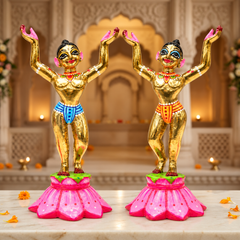 Solid Brass Gaur Nitai Deity Pair – Fully Hand-Painted, 6–12 Inch