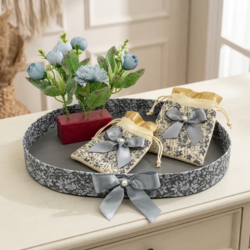 Gray Flower Hamper Gift Box