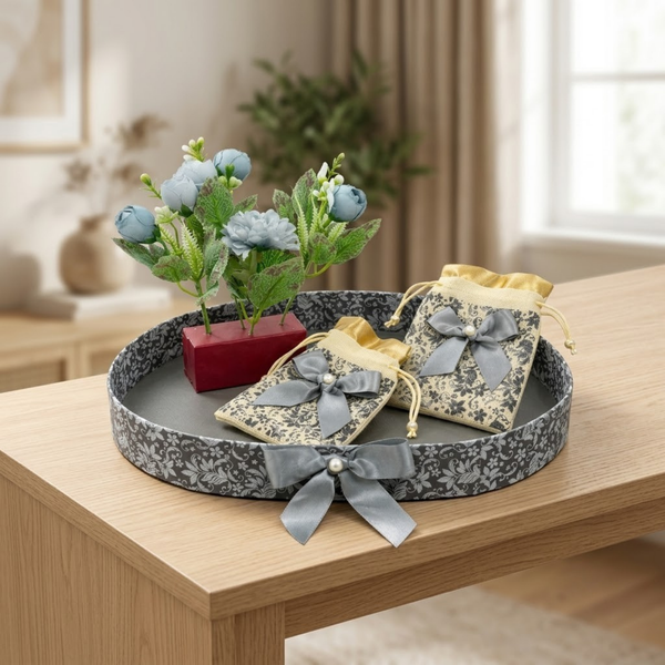 Gray Flower Hamper Gift Box