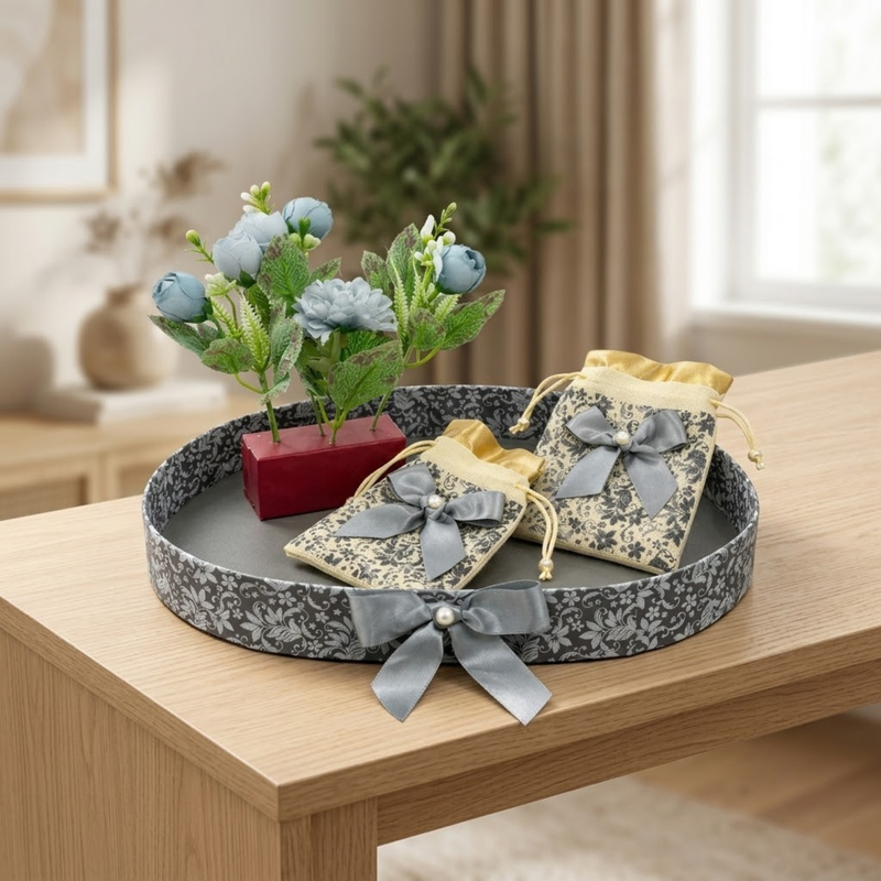 Gray Flower Hamper Gift Box