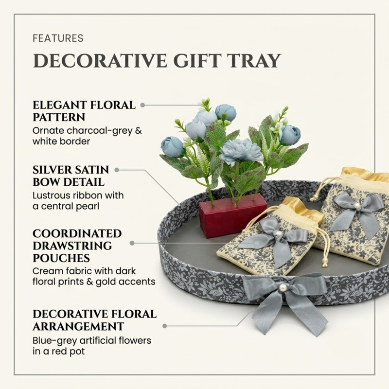 Gray Flower Hamper Gift Box