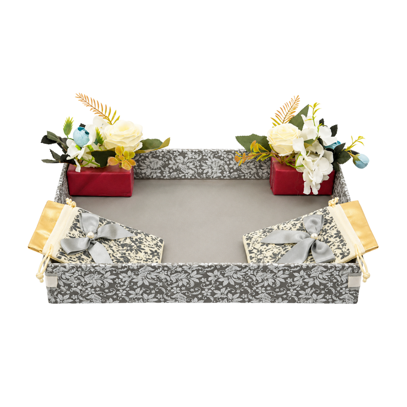 Gray Flower Tray Hamper Gift Box