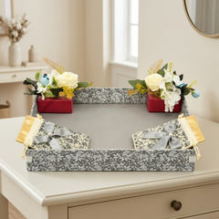 Gray Flower Tray Hamper Gift Box